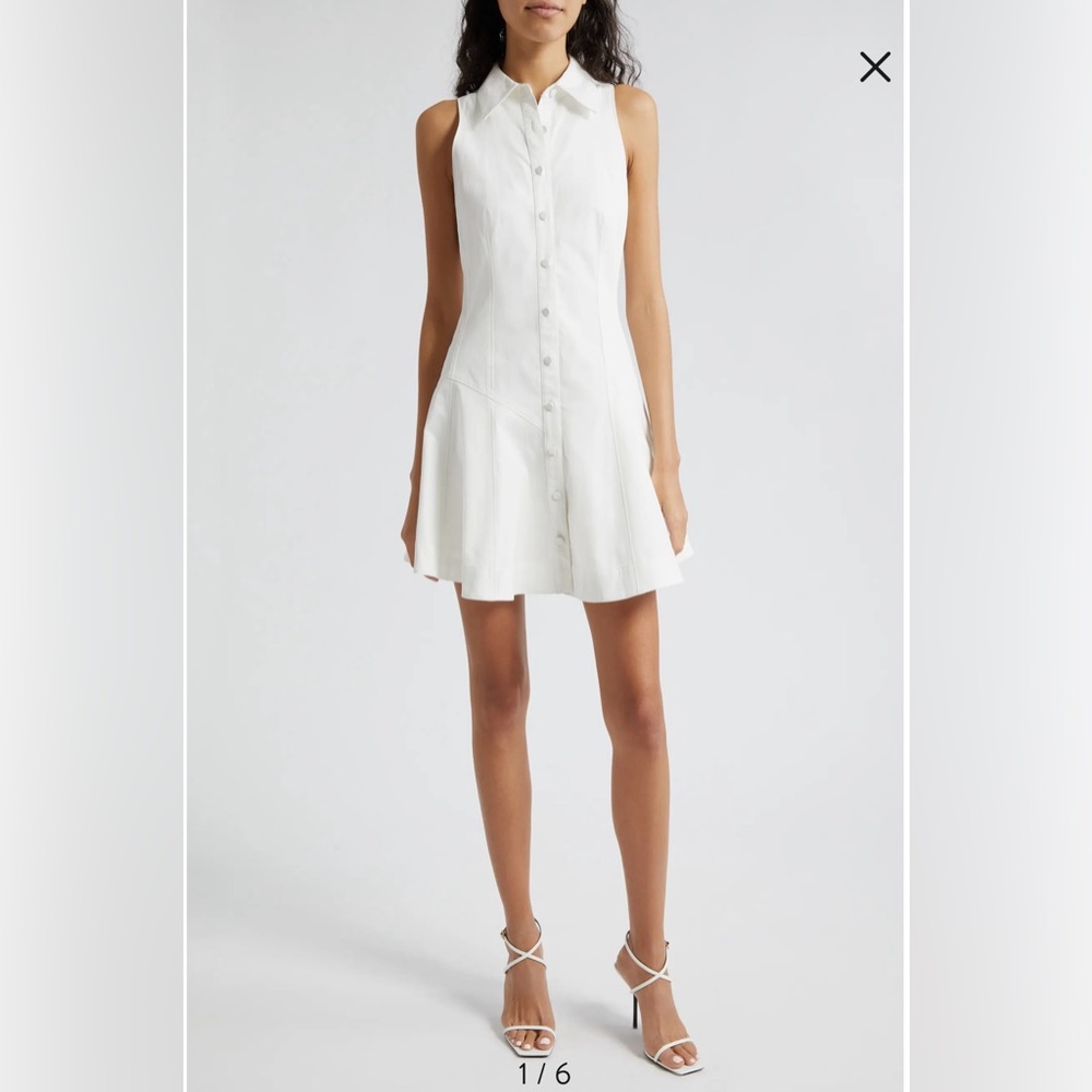 NWT Cinq à Sept Poppy Sleeveless Stretch Twill Shirtdress. Ivory. Size 2